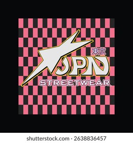 Tokyo japan y2k streetwear style colorful slogan typography vector design icon illustration. Kanji translation Tokyo. Tshirt, poster, banner, fashion, slogan shirt, sticker, flyer.