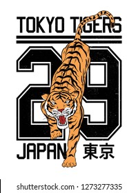 Tokyo, Japanese style tiger vector illustration for t-shirt and other uses.