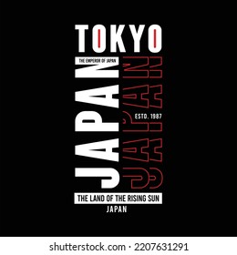 Tokyo. The Land of the rising sun slogan t-shirt trendy design. Colorful apparel typography tee shirt with line style.Vector illustration.