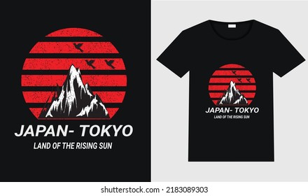 Tokyo land  the rising sun typography vector illustration t shirt premium vector