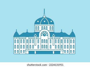 Tokyo landmark building flat illustration | Tokyo station