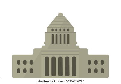Tokyo landmark building flat vector illustration / Parliament building