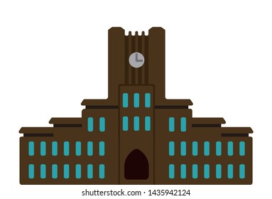 Tokyo landmark building flat vector illustration / Tokyo university