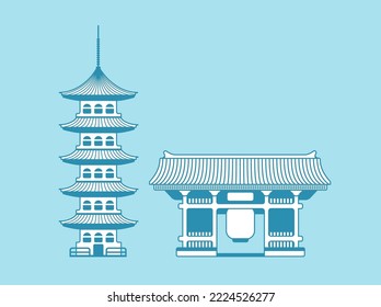 Tokyo landmark building  illustration | Asakusa temple