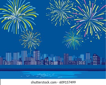 日本 川 街並み 夜 のイラスト素材 画像 ベクター画像 Shutterstock