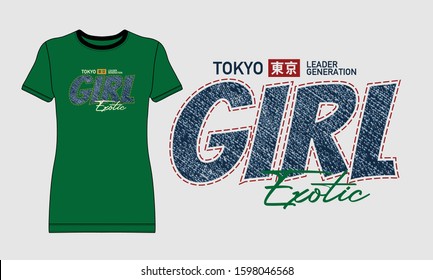 Tokyo leader generation slogan t-shirt trendy design. Colorful apparel typography, tee shirt print with inscription in Japanese with the translation: Tokyo. Vector illustration