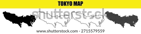 Tokyo map collection with geometric shapes and outline. Tokyo country map suitable for infographic presentations and educational materials. Tokyo dotted map and silhouette.