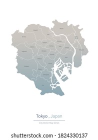 Tokyo Map. a major city in the Japan.