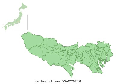 Tokyo Map prefectures municipalities icon