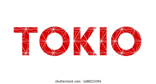 Tokyo minimalist typography text vector red color