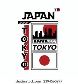 Tokyo. Modern and stylish Japanese typography slogan with Japanese flag and Tokyo city. Abstract design vector illustration for print t-shirt, typography, poster, background and more