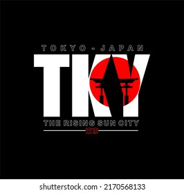 Tokyo, modern and stylish typography slogan. Abstract design for vector print tee shirt, typography, poster. Inscription in Japanese with the translation in English: Tokyo. Vector illustration.