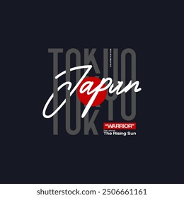 Tokyo, modern and stylish typography slogan. Abstract design vector print tee shirt, typography, poster. Inscription in Japanese with the translation in English: Tokyo. Vector illustration.