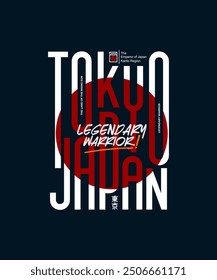 Tokyo, modern and stylish typography slogan. Abstract design vector print tee shirt, typography, poster. Inscription in Japanese with the translation in English: Tokyo. Vector illustration.