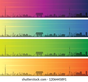 Tokyo Multiple Color Gradient Skyline Banner