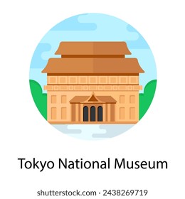 Icono del museo nacional de tokio con diseño plano y redondeado 