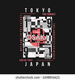 tokyo, osaka, japan city abstract graphic design typography vector t shirt