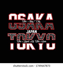 Tokyo, Osaka Japan  t-shirt and apparel designs. Vector print, typography, poster, emblem.varsity