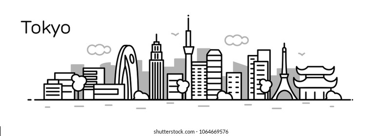 Tokyo Panorama city. Vector illustration