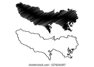Tokyo Prefecture (Administrative divisions of Japan, Prefectures of Japan) map vector illustration, scribble sketch Tokyo Metropolis (Greater Tokyo Area)map