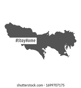Tokyo Prefecture geography map with Stay Home hash tag