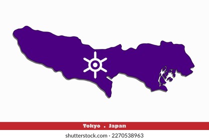 Tokyo Prefecture in Japan Flag Map