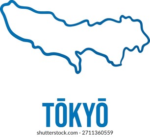Tokyo prefecture simlified shape smooth map design