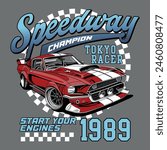 Tokyo Racer, speedway champion race car vector illustration