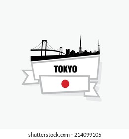 Tokyo ribbon banner - vector illustration