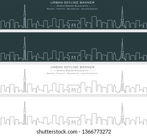 Tokyo Single Line Skyline Banner