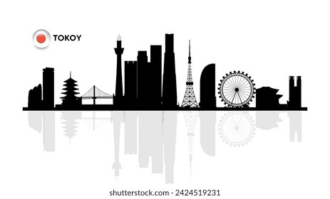 Skyline de Tokio, paisaje urbano de Tokio, rascacielos de Tokio edificios vector silueta. vector ilustrador