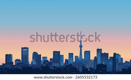 The Tokyo skyline at dusk is a breathtaking sight, where the vibrant cityscape comes to life as the sun sets and the city lights flicker on.