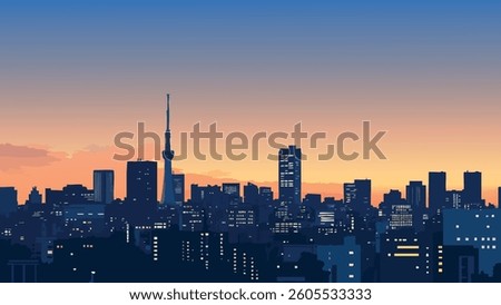 The Tokyo skyline at dusk is a breathtaking sight, where the vibrant cityscape comes to life as the sun sets and the city lights flicker on.