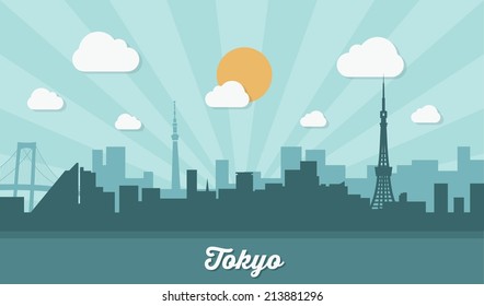Tokyo skyline - flat design - vector illustration