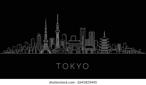 Tokyo skyline with Japan Minimalist style.