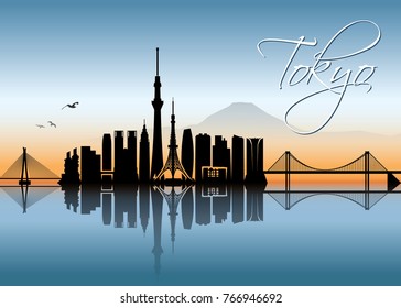 Tokyo skyline - Japan - vector illustration