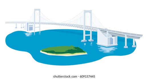 Tokyo skyline with Tokyo rainbow bridge.