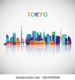 Tokyo skyline silhouette in colorful geometric style. Symbol for your design. Vector illustration.