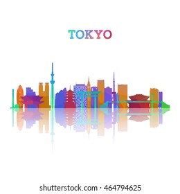 Tokyo skyline silhouette in geometric style. Japan symbol for your design. Vector illustration.