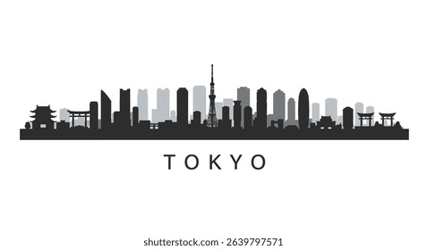 Tokyo Skyline Silhouette with Japan Cityscape.