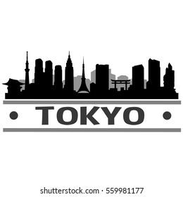 Tokyo Skyline Silhouette. Landscape City Design. Vector Cityscape Icon.  