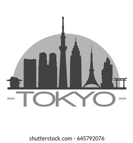Tokyo Skyline Silhouette Skyline Stamp Vector City Design
