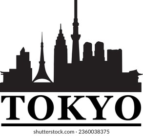 Tokyo Skyline Vector Graphic Silhouette