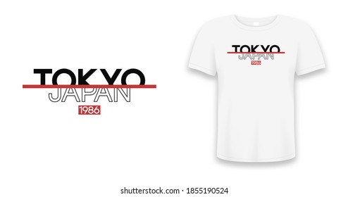 Tokyo slogan, Japan t-shirt design. Tee shirt typography print. Apparel design. Vector.