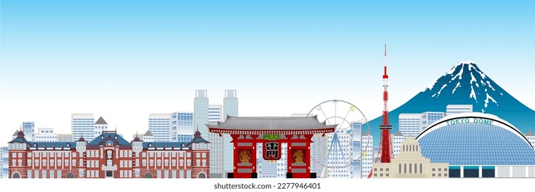 Tokyo station Mt. Fuji building background