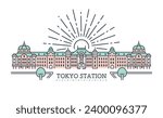 Tokyo station simple line drawing illustration