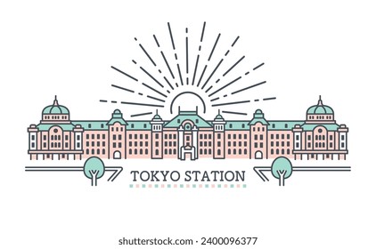 Ilustración de líneas simples de la estación de Tokio