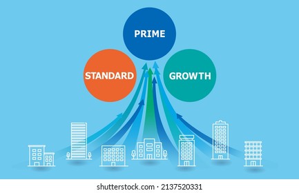 Tokyo Stock Exchange,new market segment,prime,standard and growth.companies and rising arrows,vector illustration