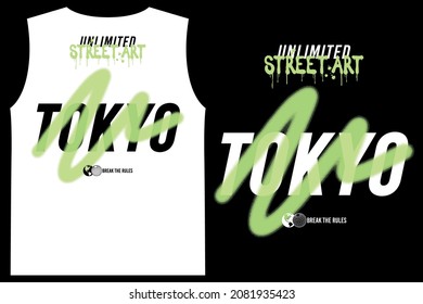 Tokyo Street art Graffiti, spray print, break the rules, typography vector art