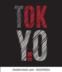 Tokyo tee print. T-shirt design graphics stamp label typography. Vector illustration.